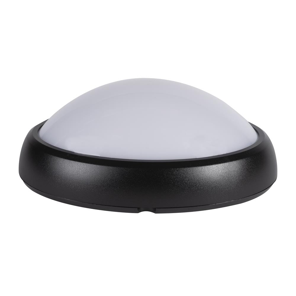 Novelite LED-Ovalleuchte, schwarz, 12 W, 3000 K, IP65, opaler Diffusor