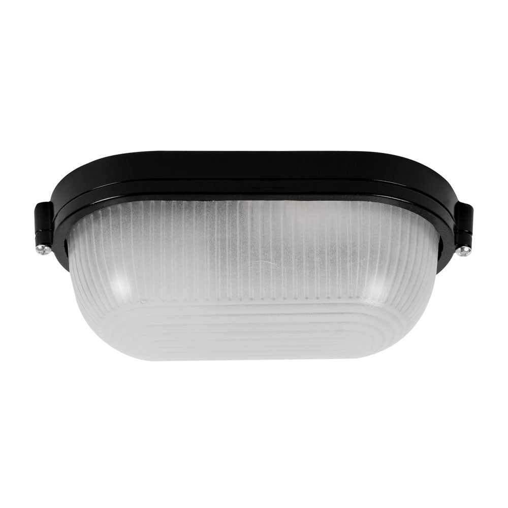 Novelite Ovalleuchte E27, schwarz, IP54, opales Glas