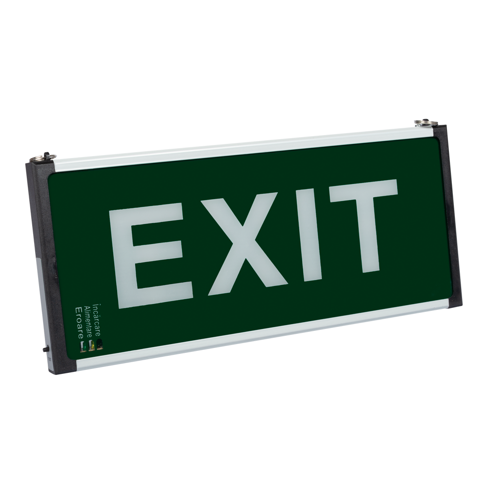 Novelite LED-Notleuchte Basil abgehängt, Piktogramm EXIT, 2 h, Dauerschaltung, 2 W, IP40