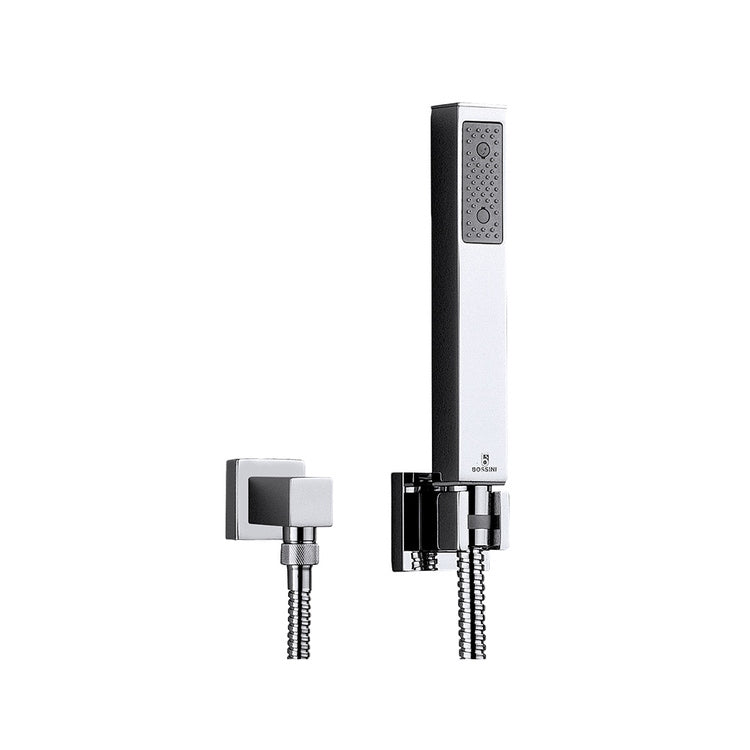Bossini Dusch-Duplex mit festem Rücklaufverschraubung, 150 cm flexiblem Messing, doppelte Pressung und Wasseranschluss, Chromoberfläche CUBE C50001C00030004