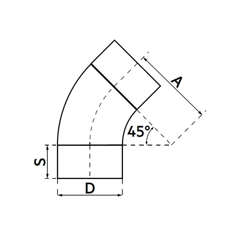 Irsap Bogen aus Blech bei 45° DN160, mit Ø 159 mm DLZC45016000