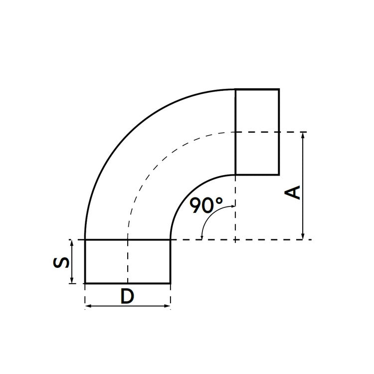 Irsap Curva aus Blech bei 90° DN160, mit Ø 159 mm DLZC90016000