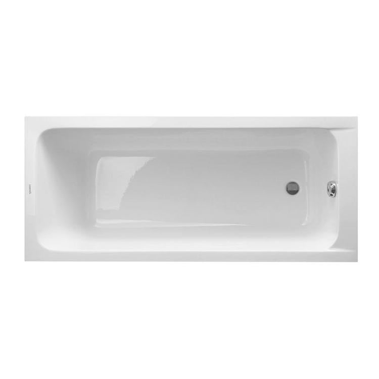Duravit Rechteckige Wanne L. 160 cm, zum Einbau, mit einer geneigten Rückenlehne, Abfluss im Fußbereich, Weiß D-CODE 700096000000000