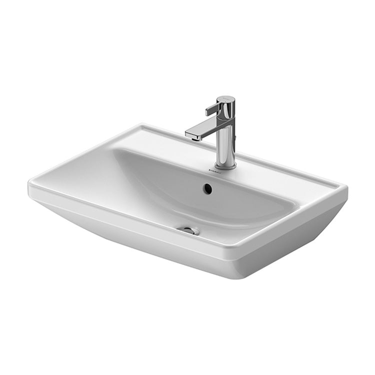 Duravit Waschbecken 60 cm Einloch, mit Überlauf, mit Hahnlochbank, untere Seite emailliert, Weiß D-NEO 2366600000