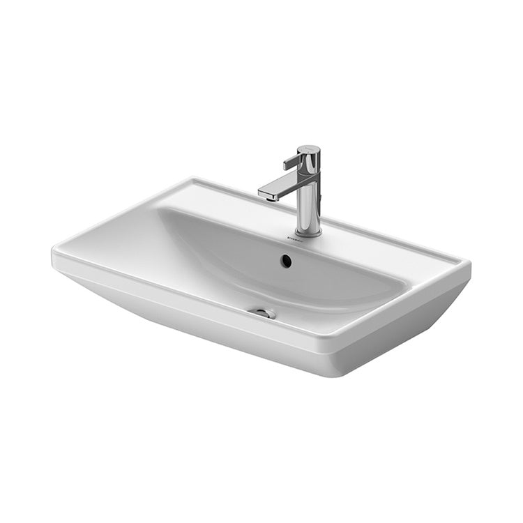 Duravit Waschbecken 65 cm Einloch, mit Überlauf, mit Hahnlochbank, untere Seite emailliert, Weiß D-NEO 2366650000
