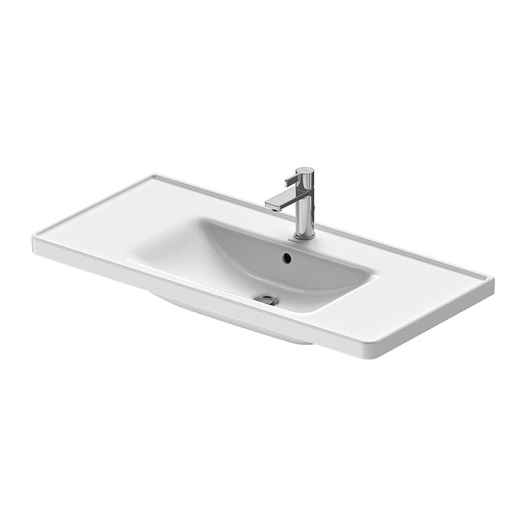 Duravit Waschtischkonsole 105 cm Einloch, mit Überlauf, mit Armaturenrand, untere Seite emailliert, Weiß D-NEO 2367100000