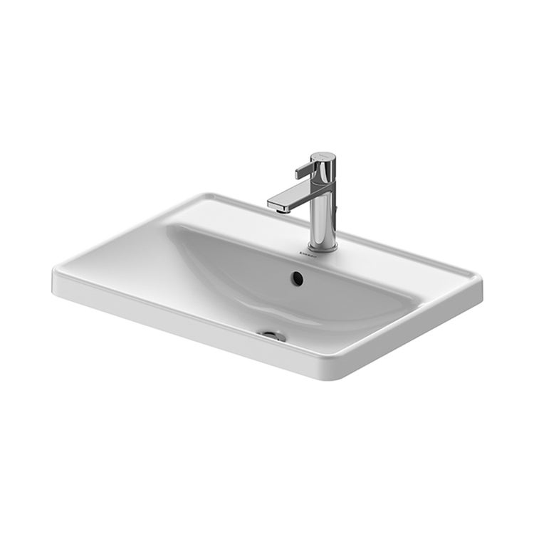 Duravit Aufsatz- Einbauwaschbecken 60 cm, Einloch, mit Überlauf, mit Armaturenrand, Weiß D-NEO 0357600027