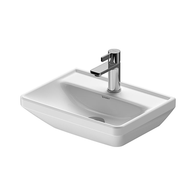 Duravit Waschbecken 45 cm Einloch, ohne Überlauf, mit Hahnlochbank, Unterseite emailliert, Weiß D-NEO 0738450041