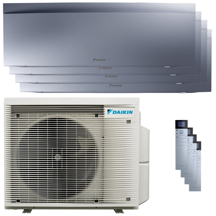 Daikin Emura 3 7000+7000+9000+15000 BTU – Multisplit-Klimagerät (4 Innengeräte), 6,8/8,6 kW, R32, A++/A+, WLAN, Silber