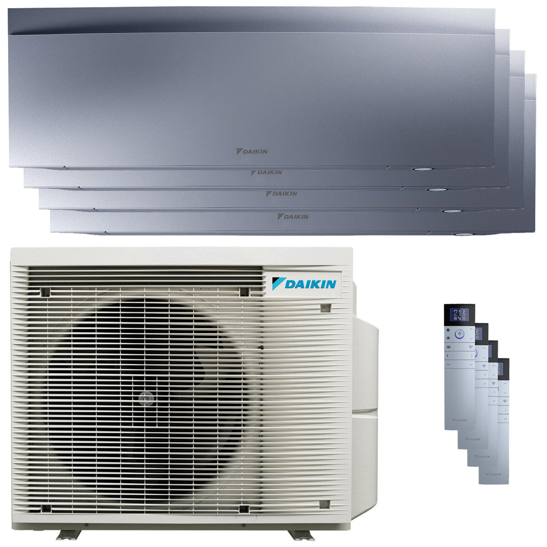 Daikin Emura 3 9000+9000+12000+18000 BTU – Multisplit-Klimagerät (4 Innengeräte), 8/9,6 kW, R32, A++/A++, WLAN, Silber