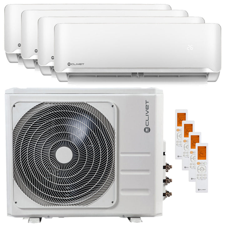 Clivet Essential 2 12000+12000+12000+12000 BTU – Multisplit-Klimagerät (4 Innengeräte), 10,5/11,1 kW, R32, A++/A+