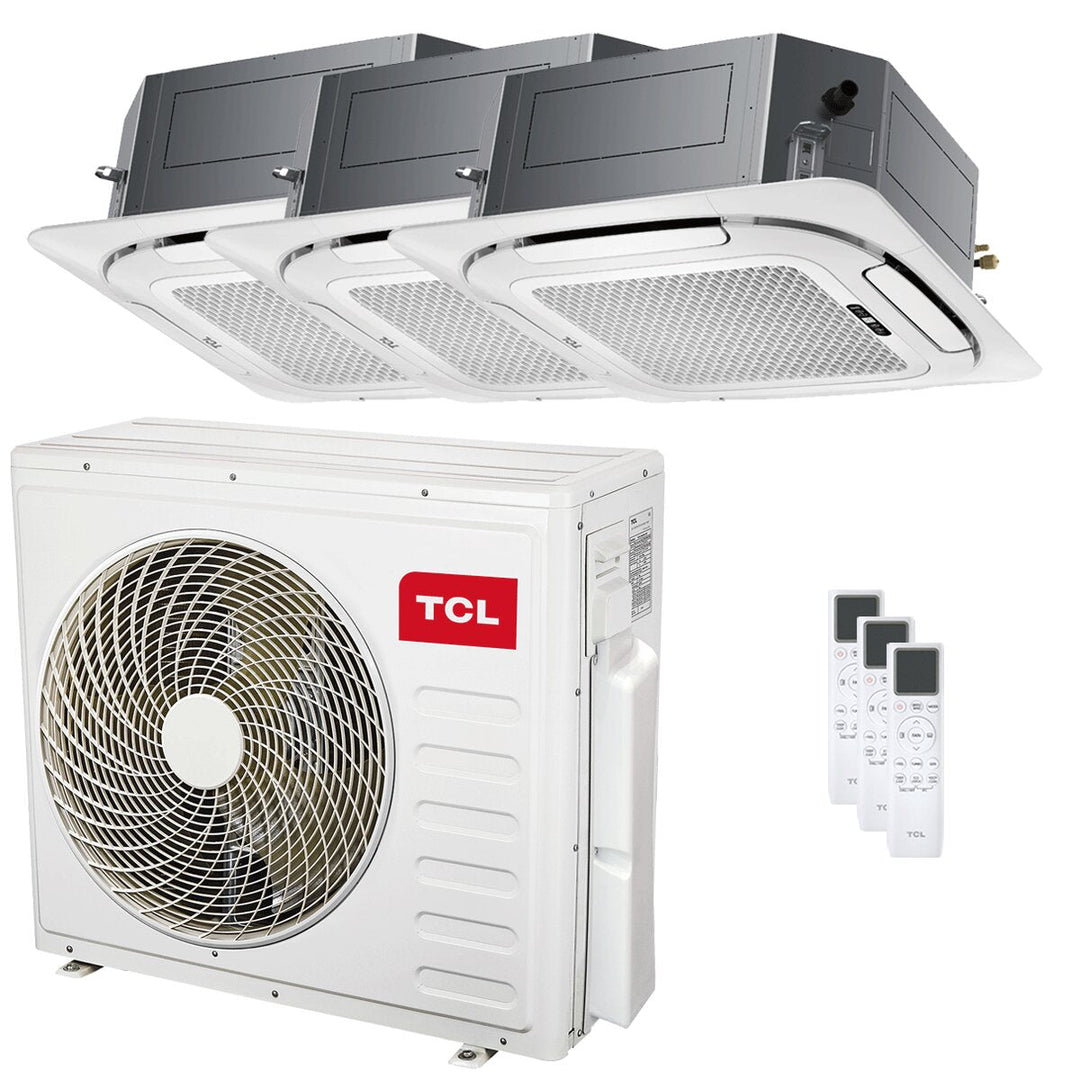 TCL Kassettengerät 4-Wege Serie S 12000+12000+18000 BTU – Multisplit-Klimagerät (3x), 9,4/9,4 kW, R32, A++/A+, WLAN