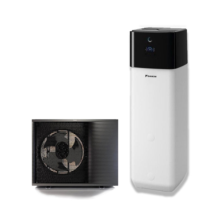 Daikin Einphasige bivalente Wärmepumpe für Heizung, Kühlung und Warmwasserbereitung, Außengerät 8 kW Speicher 300 l ALTHERMA R MT ECH2O COMPACT BIV ERRA08EV3+ELSXB12P30E