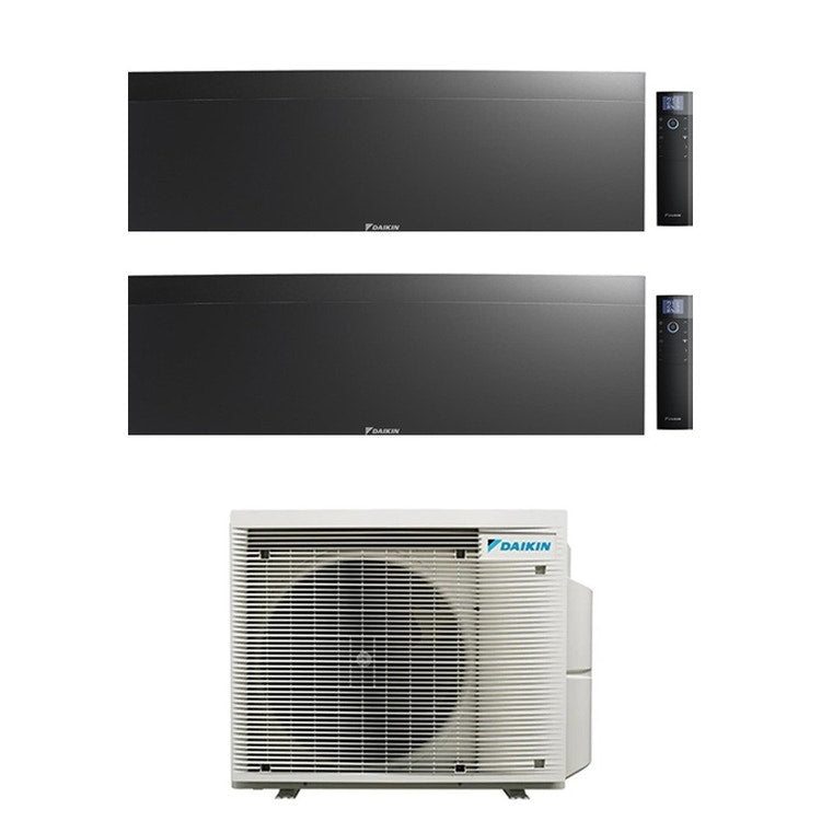 Daikin 2-fach-Split-Klimagerät EMURA, Wandgerät, Inverter, WLAN, Schwarz – Außengerät R32 6,8 kW, Innengeräte 12000+18000 BTU 3MXM68A9+FTXJ[35|50]AB9
