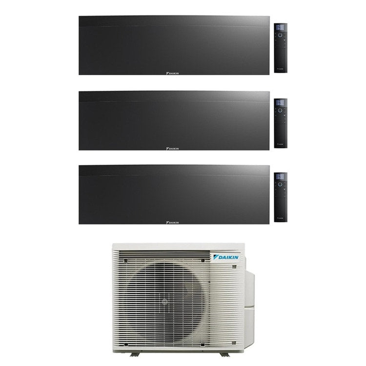 Daikin 3-fach-Split-Klimagerät EMURA, Wandgerät, Inverter, WLAN, Schwarz – Außengerät R32 7,4 kW, Innengeräte 12000+12000+18000 BTU 4MXM80A9+FTXJ[35|35|50]AB9