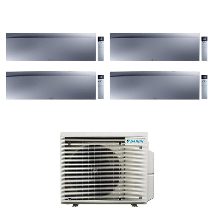 Daikin 4-fach-Split-Klimagerät EMURA, Wandgerät, Inverter, WLAN, Silber – Außengerät R32 7,8 kW, Innengeräte 9000+9000+12000+15000 BTU 5MXM90A9+FTXJ[25|25|35|42]AS9