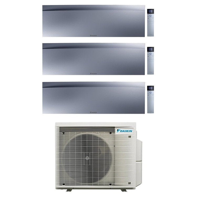 Daikin 3-fach-Split-Klimagerät EMURA, Wandgerät, Inverter, WLAN, Silber – Außengerät R32 6,8 kW, Innengeräte 9000+9000+12000 BTU 4MXM68A9+FTXJ[25|25|35]AS9