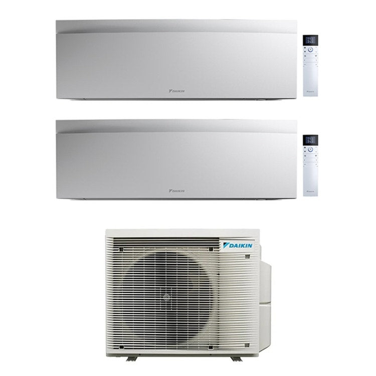 Daikin 2-fach-Split-Klimagerät EMURA, Wandgerät, Inverter, WLAN, Weiß – Außengerät R32 7,4 kW, Innengeräte 7000+7000 BTU 4MXM80A9+FTXJ[20|20]AW9