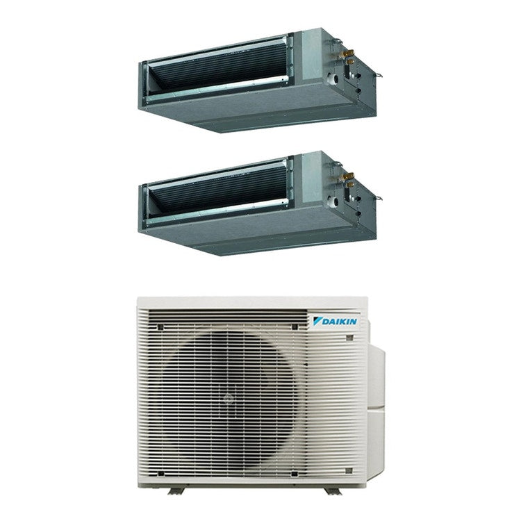 Daikin 2-fach-Split-Klimagerät FBA-A Kanalgerät mittlere Pressung, Inverter – Außengerät R32 6,8 kW, Innengeräte 12000+18000 BTU 4MXM68A9+FBA[35|50]A9