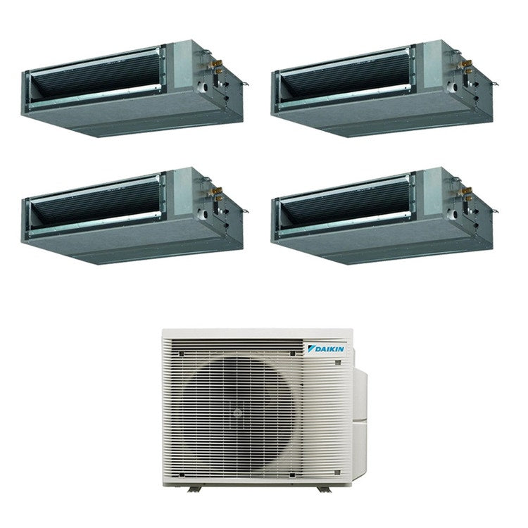 Daikin 4-fach-Split-Klimagerät FBA-A Kanalgerät mittlere Pressung, Inverter – Außengerät R32 7,8 kW, Innengeräte 12000+12000+12000+12000 BTU 5MXM90A9+FBA[35|35|35|35]A9