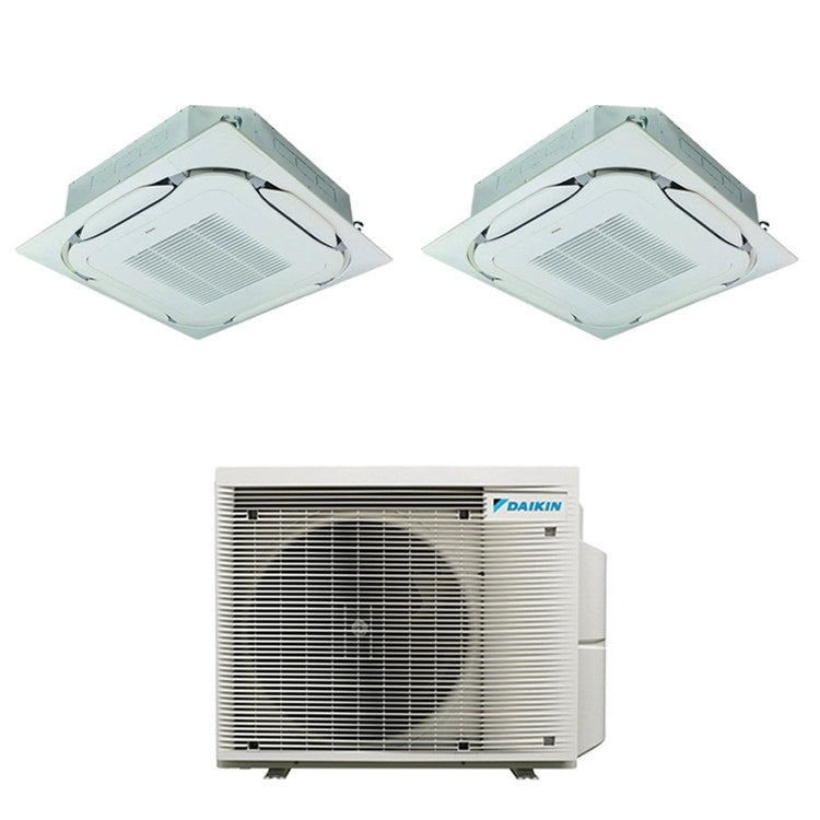 Daikin 2-fach-Split-Klimagerät FCAG-B Kassette Round Flow, Inverter – Außengerät R32 5 kW, Innengeräte 12000+12000 BTU 3MXM52A9+FCAG[35|35]B