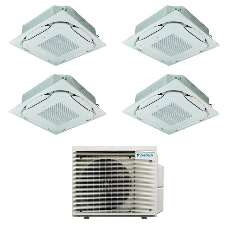 Daikin 4-fach-Split-Klimagerät FCAG-B Kassette Round Flow, Inverter – Außengerät R32 7,8 kW, Innengeräte 12000+12000+12000+18000 BTU 5MXM90A9+FCAG[35|35|35|50]B