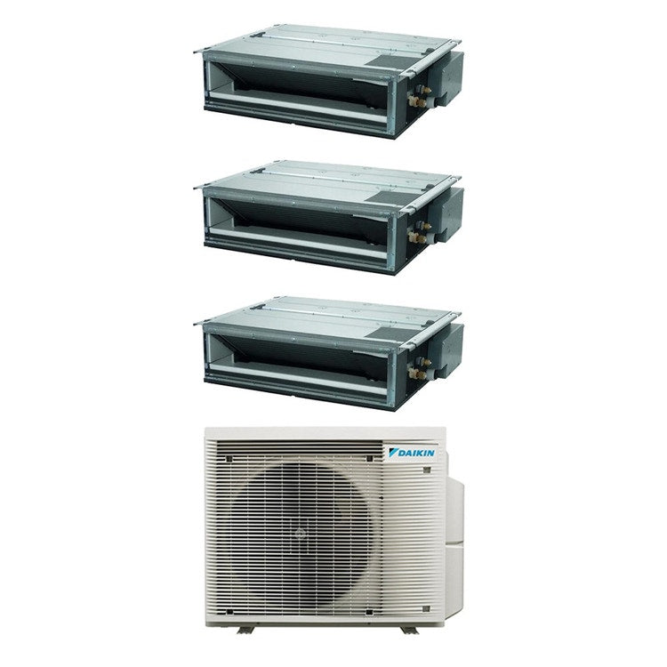 Daikin 3-fach-Split-Klimagerät FDXM-F9 Kanalgerät ultraflach, Inverter – Außengerät R32 7,4 kW, Innengeräte 12000+12000+18000 BTU 4MXM80A9+FDXM[35|35|50]F9