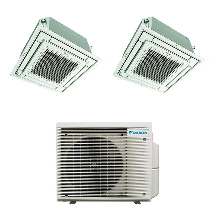 Daikin 2-fach-Split-Klimagerät FFA-A9 4-Wege-Kassette, Inverter – Außengerät R32 6,8 kW, Innengeräte 9000+9000 BTU 3MXM68A9+FFA[25|25]A9