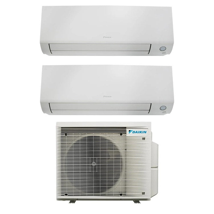 Daikin 2-fach-Split-Klimagerät PERFERA ALL SEASON, Wandgerät, Inverter, WLAN, Weiß – Außengerät R32 5 kW, Innengeräte 7000+9000 BTU 2MXM50A9+FTXM[20|25]A