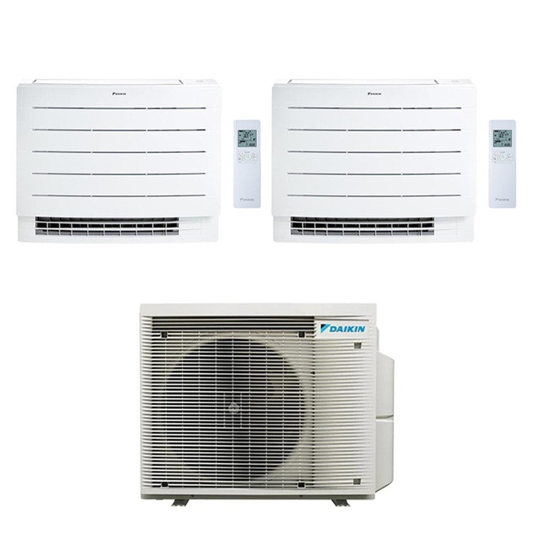 Daikin 2-fach-Split-Klimagerät PERFERA Truhe, Inverter, WLAN, Weiß – Außengerät R32 6,8 kW, Innengeräte 7000+18000 BTU 4MXM68A9+CVXM[20]B+FVXM[50]B