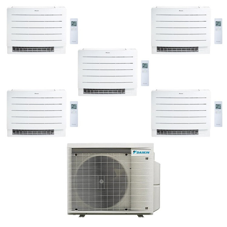 Daikin 5-fach-Split-Klimagerät PERFERA Truhe, Inverter, WLAN, Weiß – Außengerät R32 7,8 kW, Innengeräte 7000+7000+7000+12000+18000 BTU 5MXM90A9+CVXM[20|20|20]B+FVXM[35|50]B
