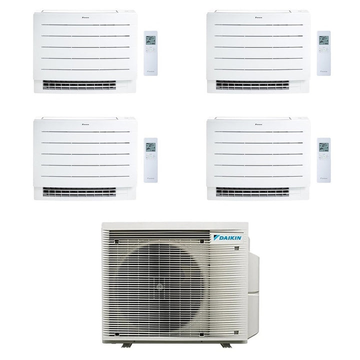 Daikin 4-fach-Split-Klimagerät PERFERA Truhe, Inverter, WLAN, Weiß – Außengerät R32 7,4 kW, Innengeräte 7000+7000+9000+9000 BTU 4MXM80A9+CVXM[20|20]B+FVXM[25|25]B