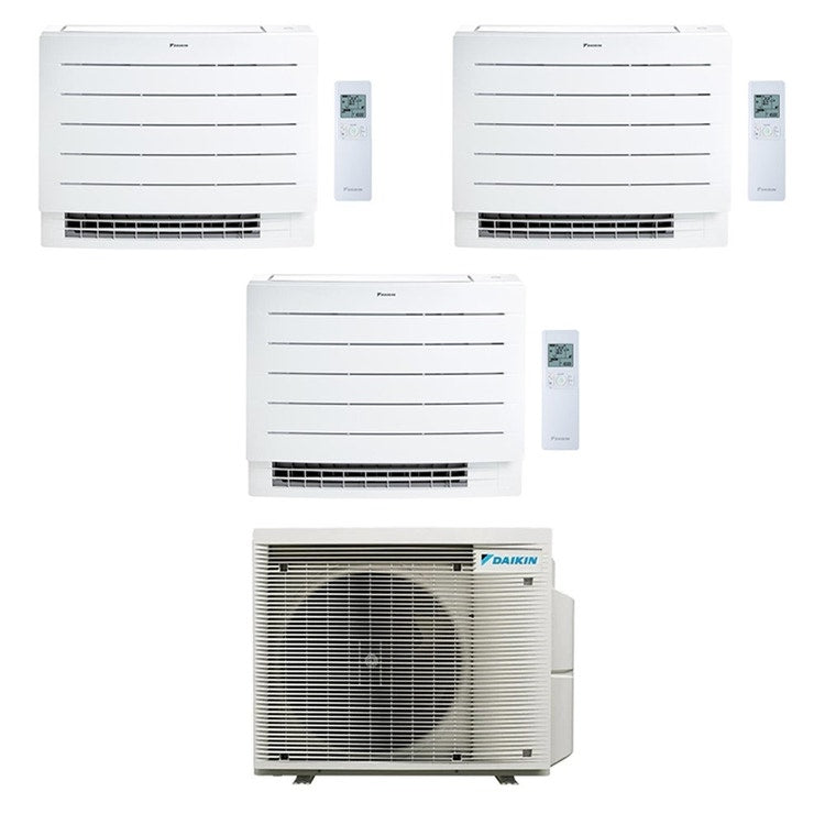 Daikin 3-fach-Split-Klimagerät PERFERA Truhe, Inverter, WLAN, Weiß – Außengerät R32 7,4 kW, Innengeräte 9000+9000+9000 BTU 4MXM80A9+FVXM[25|25|25]B
