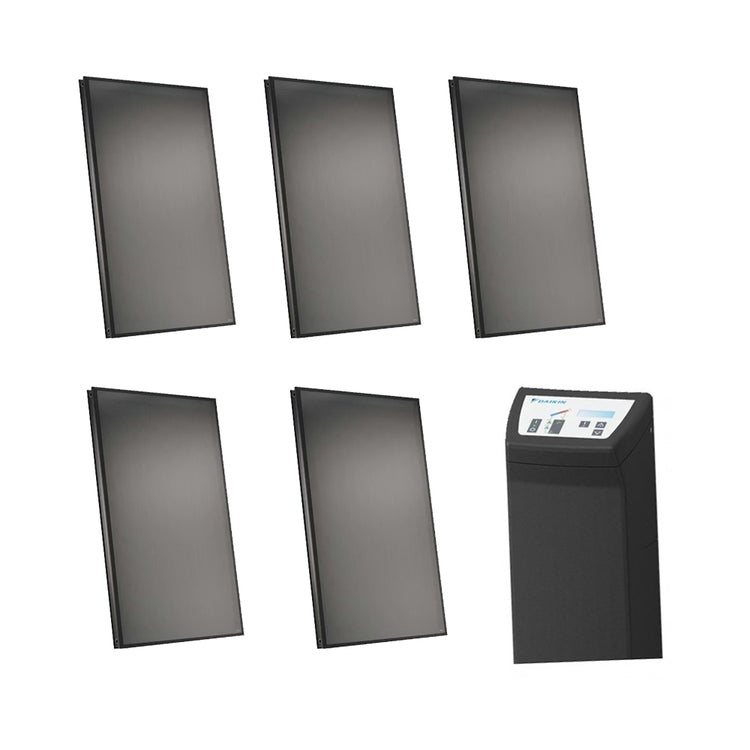Daikin Solarkit mit 5 Kollektoren V21, für Installation auf schwarzem Ziegeldach SOLARIS SB.SK5V21DBSTN