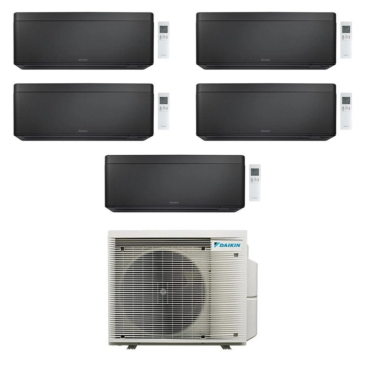 Daikin 5-fach-Split-Klimagerät STYLISH, Wandgerät, Inverter, WLAN, Schwarz – Außengerät R32 7,8 kW, Innengeräte 7000+9000+9000+12000+15000 BTU 5MXM90A9+FTXA[20|25|25|35|42]CB