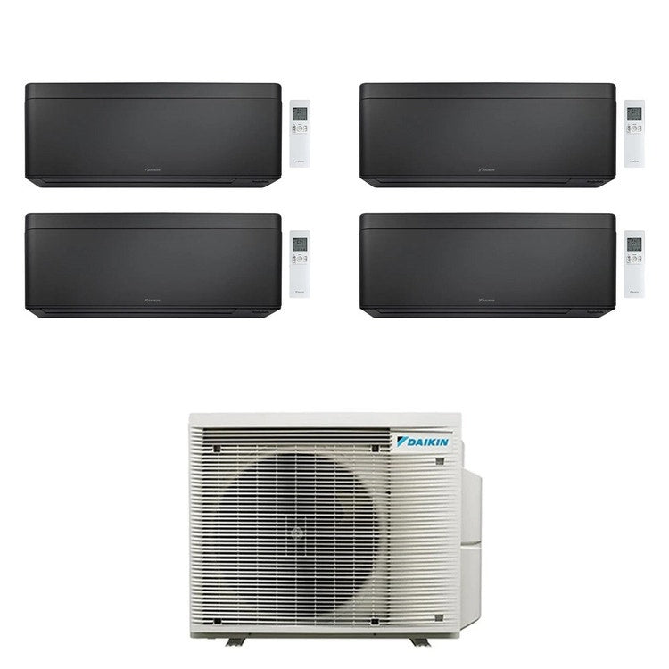 Daikin 4-fach-Split-Klimagerät STYLISH, Wandgerät, Inverter, WLAN, Schwarz – Außengerät R32 7,8 kW, Innengeräte 9000+9000+9000+12000 BTU 5MXM90A9+FTXA[25|25|25|35]CB