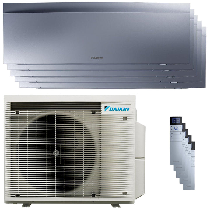 Daikin Emura 3 9000+9000+9000+9000+12000 BTU – Multisplit-Klimagerät (5 Innengeräte), 9/10 kW, R32, A++/A+, WLAN, Silber