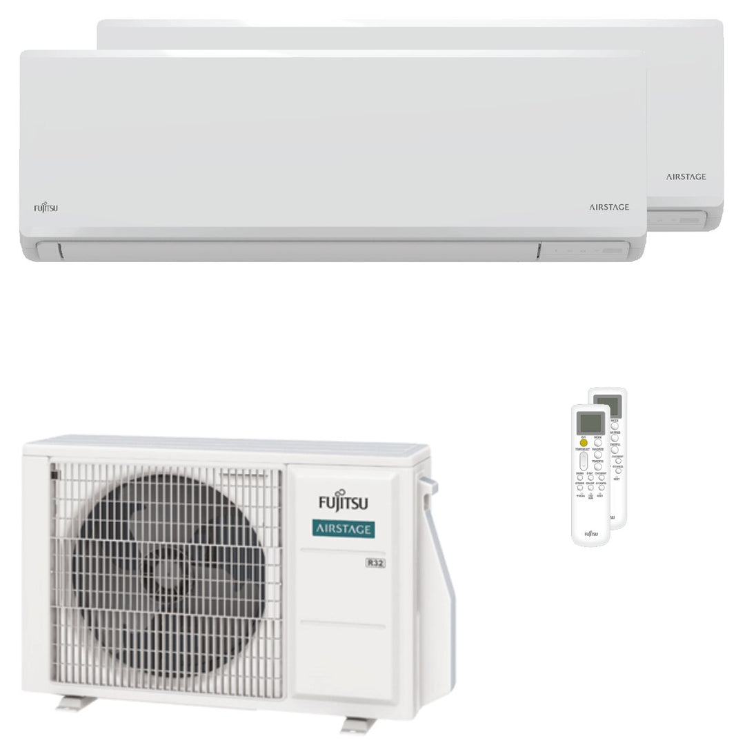Fujitsu Serie KN WiFi 7000+9000 BTU – Multisplit-Klimagerät (2 Innengeräte), 4/4,4 kW, R32, A+++/A++, WLAN