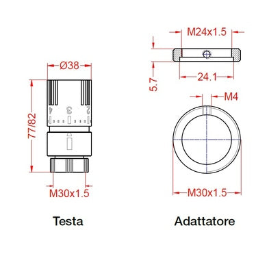 Deltacalor Thermostatkopf mit Adapter, Chromoberfläche AITT03C