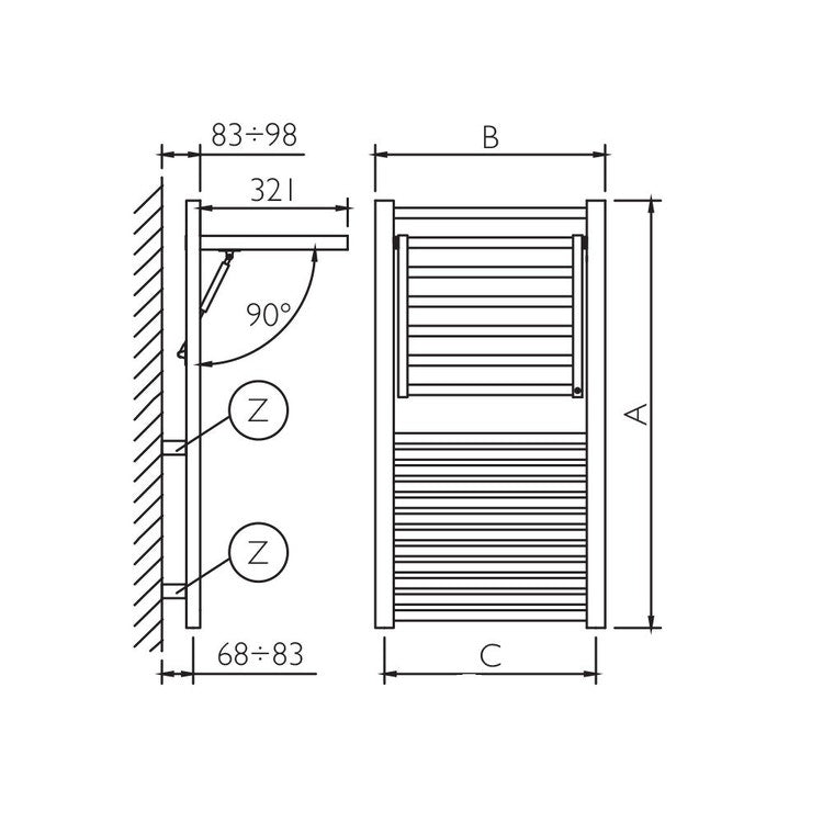 Deltacalor Badheizkörper mit Wäschetrockner-Funktion DINAMIC PLUS, H 92,9 × B 50 cm, Weiß SED093050B