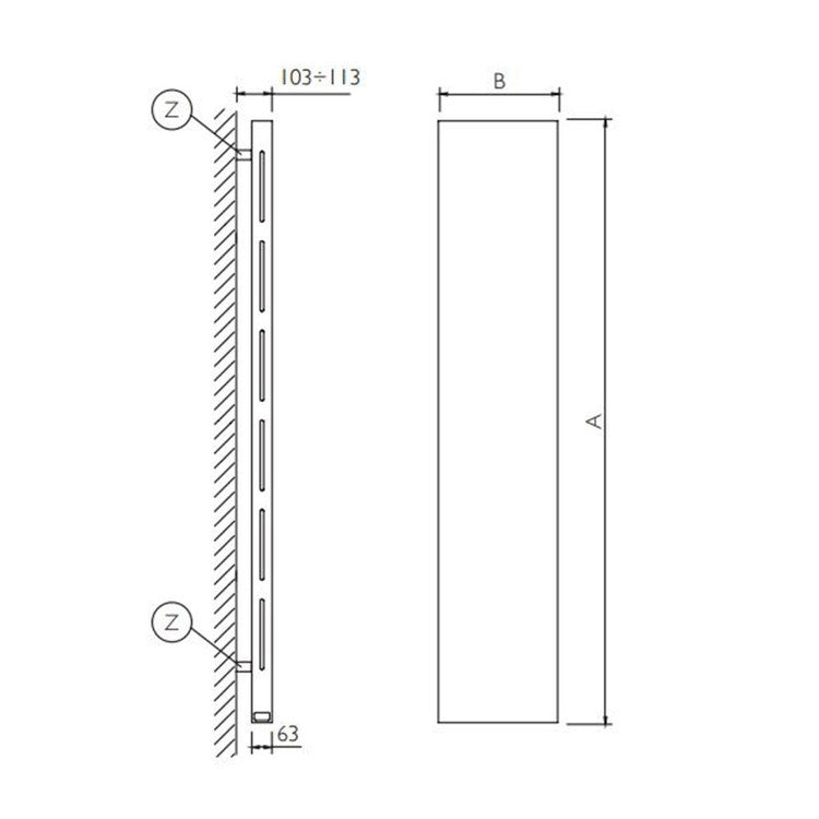 Deltacalor Elektro-Design-Heizkörper PLATE ELECTRIC PLUS, H 185 × B 30,7 cm, Weiß PLED180029TB