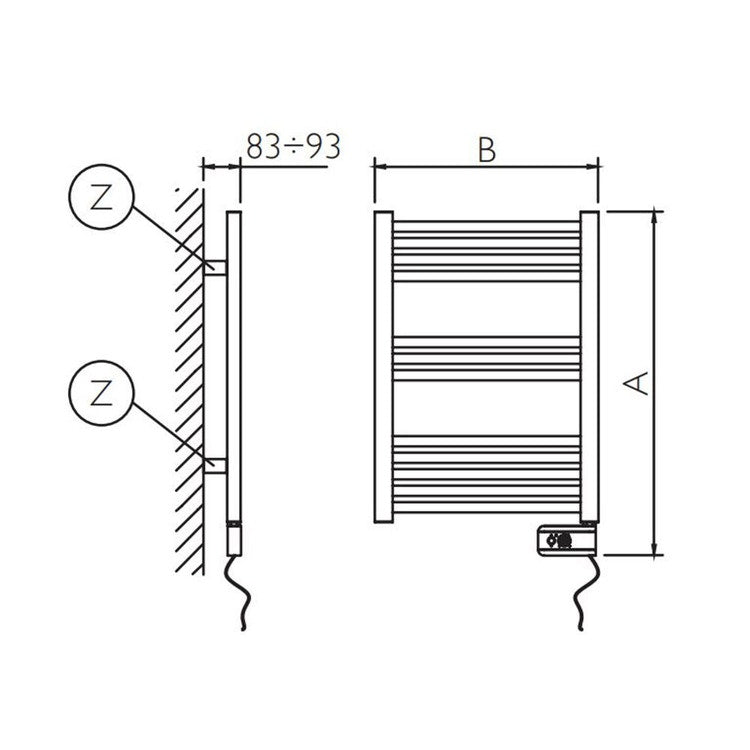 Deltacalor Badheizkörper ELECTRO, H 77 × B 50 cm, Weiß BAEP069050TB