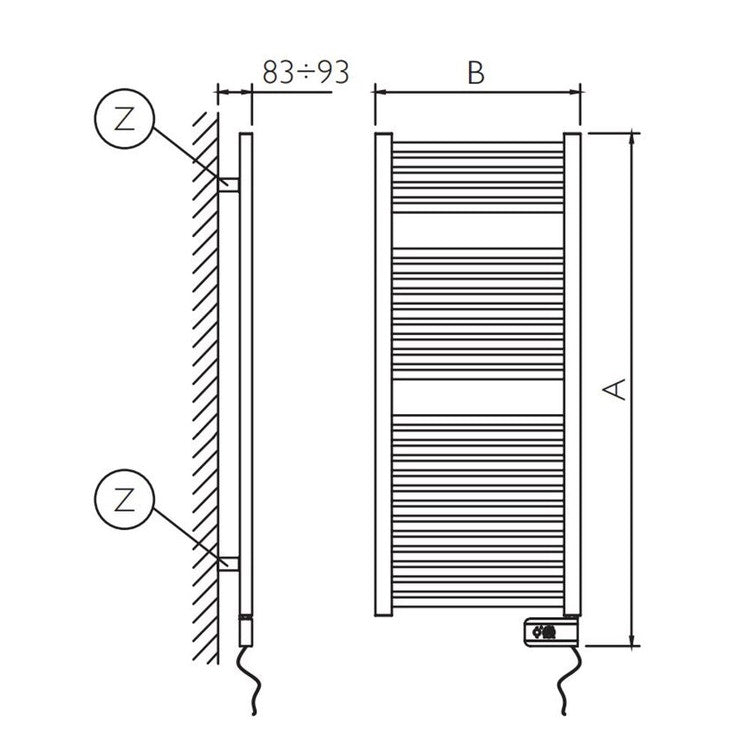 Deltacalor Badheizkörper ELECTRO, H 125,1 × B 50 cm, Weiß BAEP120050TB