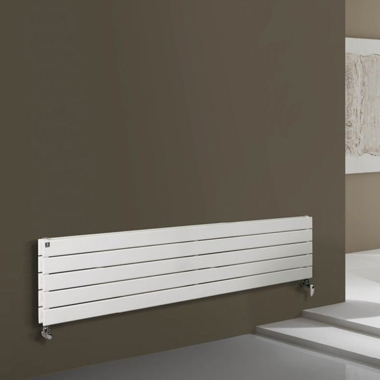 Deltacalor Design-Heizkörper FLYLINE horizontal doppellagig, H 45 × B 180 cm, Weiß FL2H180006B