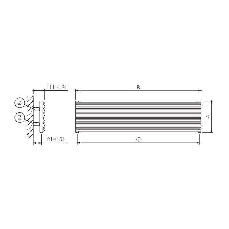 Deltacalor einlagiger Design-Heizkörper HEGOLINE 13 horizontal, H 44,2 × B 60 cm, Weiß HH131H060018B