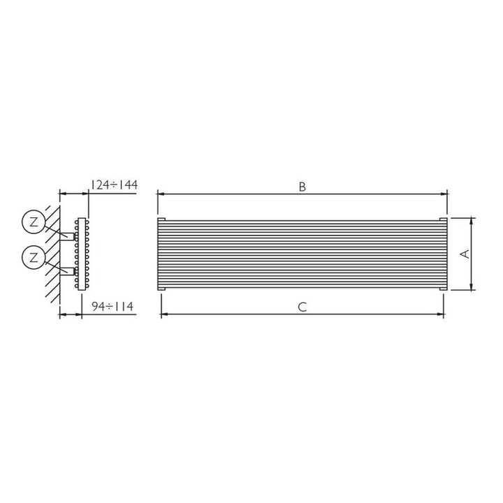 Deltacalor doppellagiger Design-Heizkörper HEGOLINE 13 horizontal, H 68,2 × B 120 cm, Weiß HH132H120028B