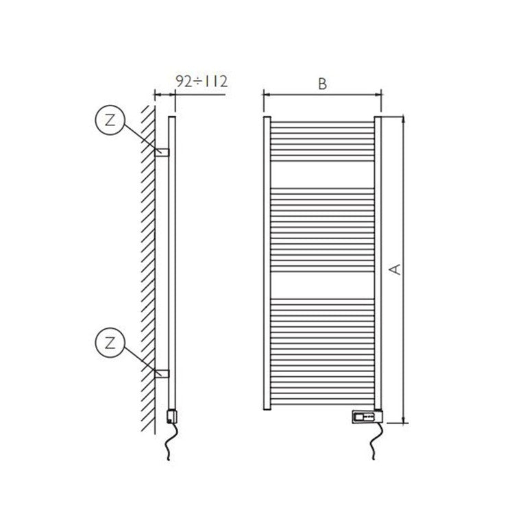 Deltacalor Elektro-Badheizkörper RIGHT ELECTRIC, H 138,4 × B 58 cm, Weiß RGEP132058TB