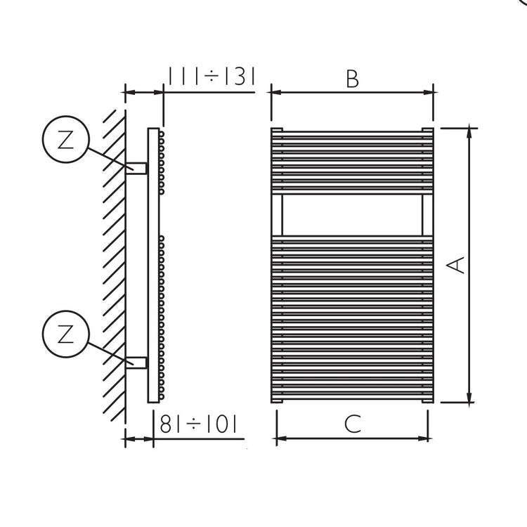 Deltacalor Badheizkörper HEGO 13, H 76 cm HG13076050S1019G