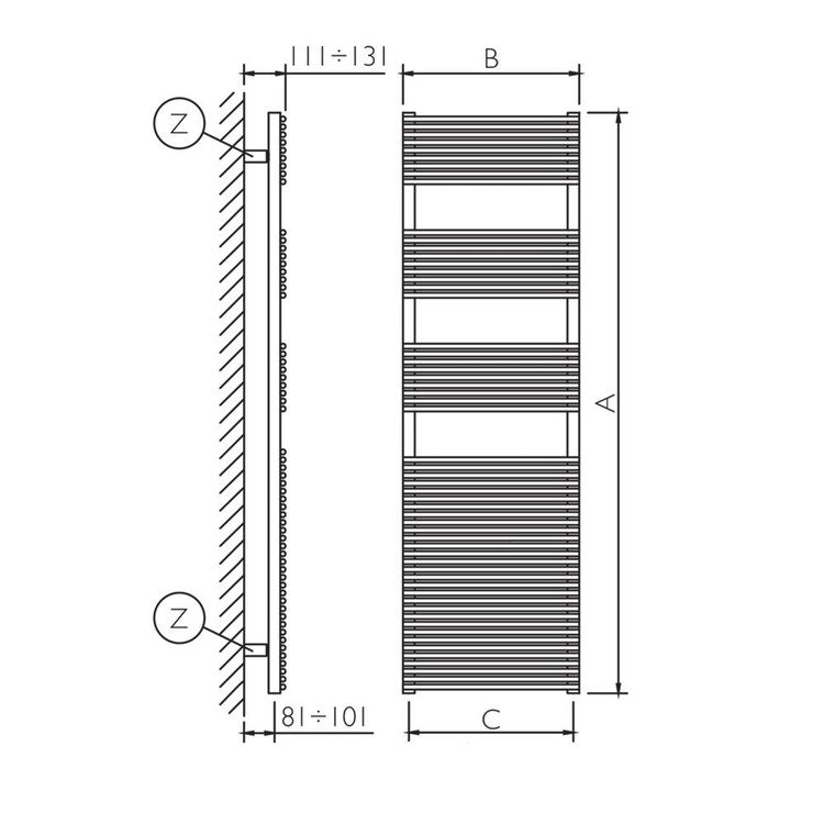 Deltacalor Badheizkörper HEGO 13, H 148 cm, Chrom HG13148050C