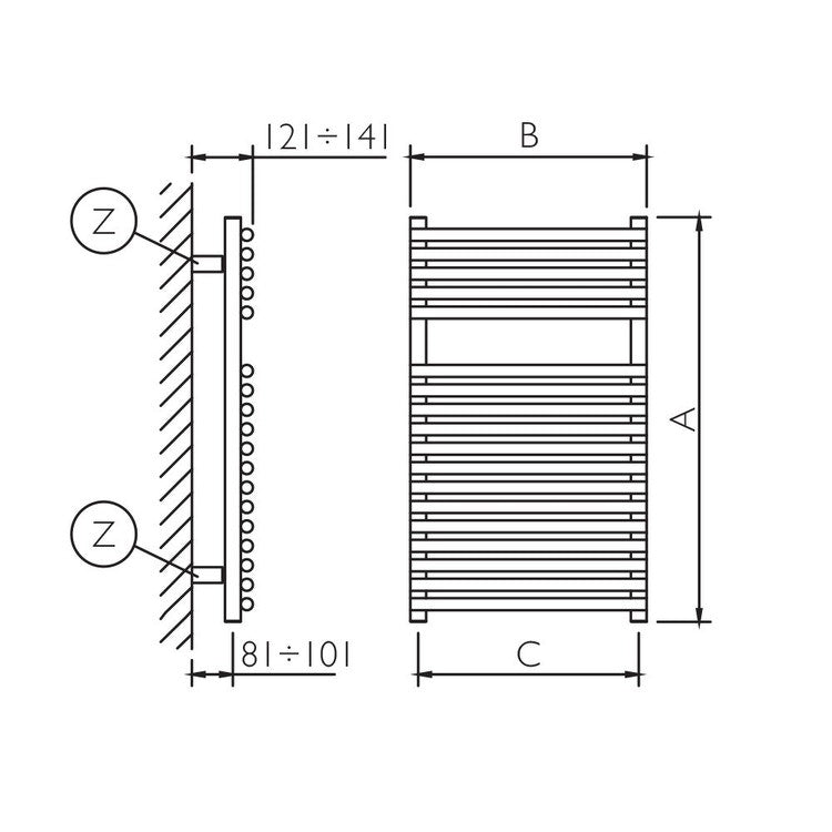 Deltacalor Badheizkörper HEGO 23, H 77 cm HG23077050S7040G